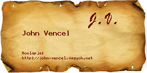 John Vencel névjegykártya